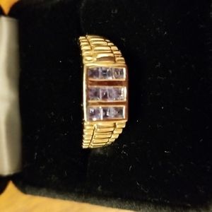 14 karat gold 1 karat tanzanite ring mens size 11 blue stones 1,000 dollars